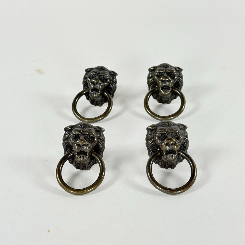 Vintage 4 Lion's Head Door Knocker Drawer Hardware Pulls